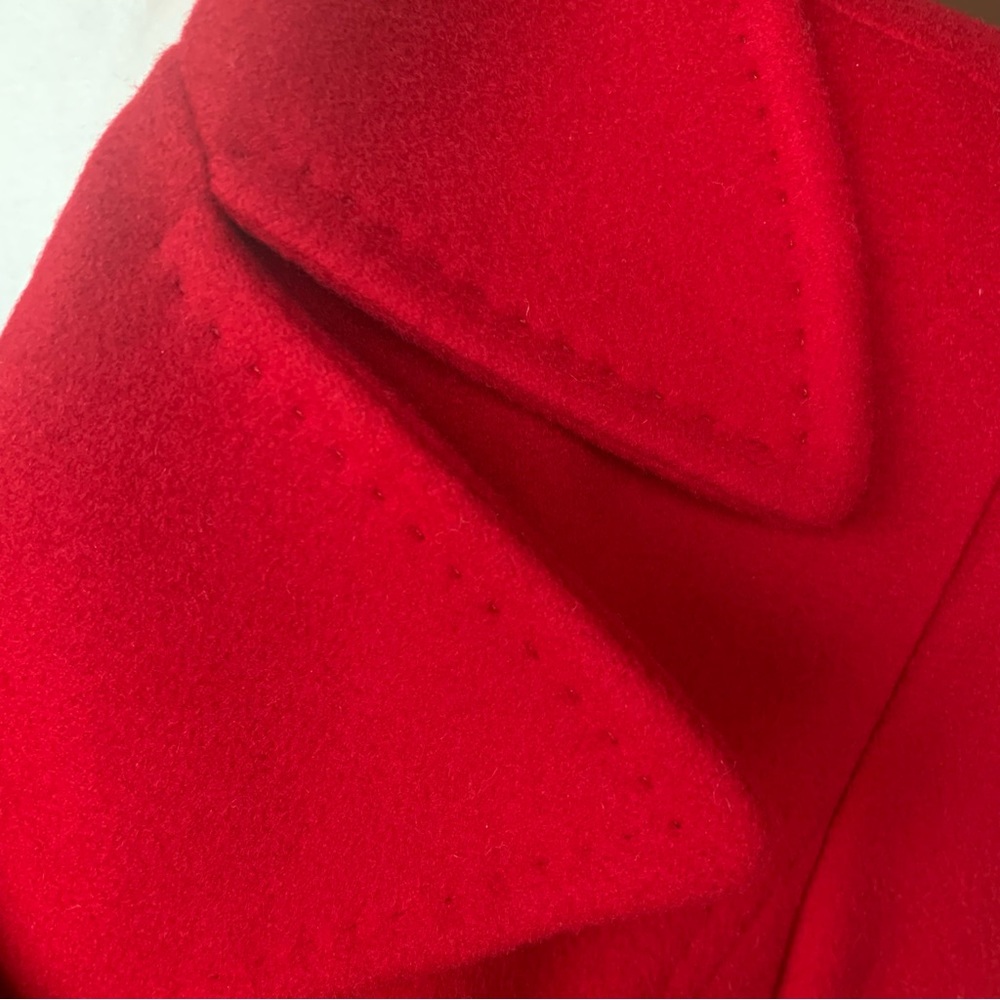 Fleurette Loro Piana Red Wool Double Breasted Pea Coat Womens Size 6 - Picture 8 of 14